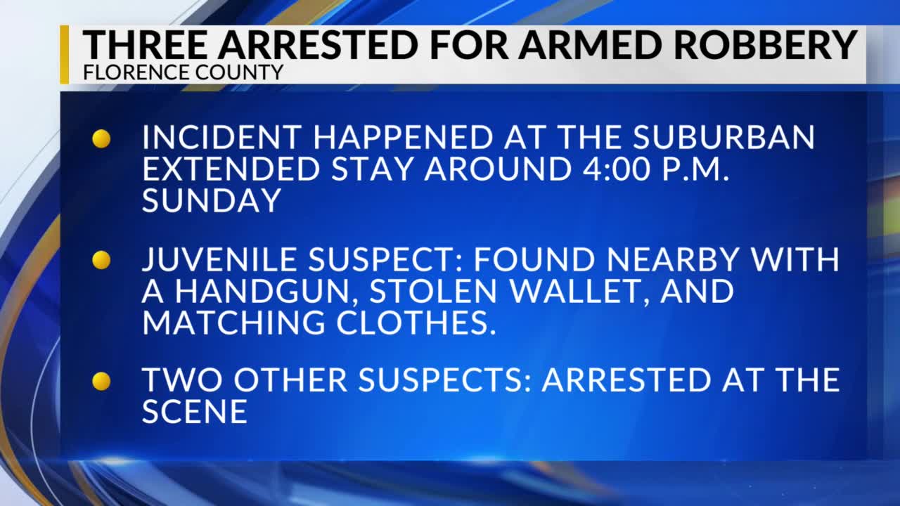 Juvenile among 3 in custody after armed robbery at Florence County ...