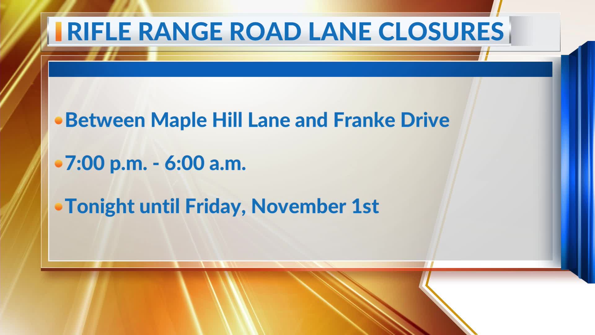 Rifle Range Road lane closures until Nov. 1 – WCBD News 2